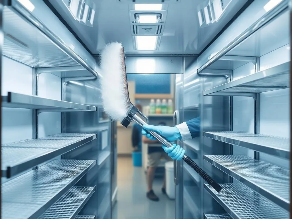 Sanitizing a commercial walk-in cooler interior