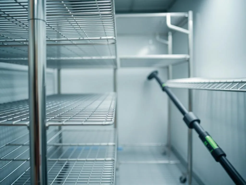 Stainless steel cold storage racks and shelving cleaned