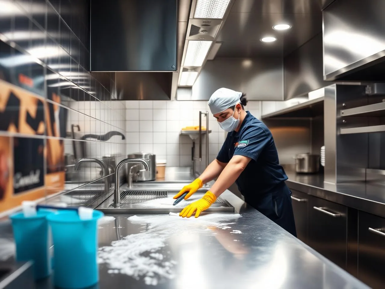 Kitchen deep cleaning in progress