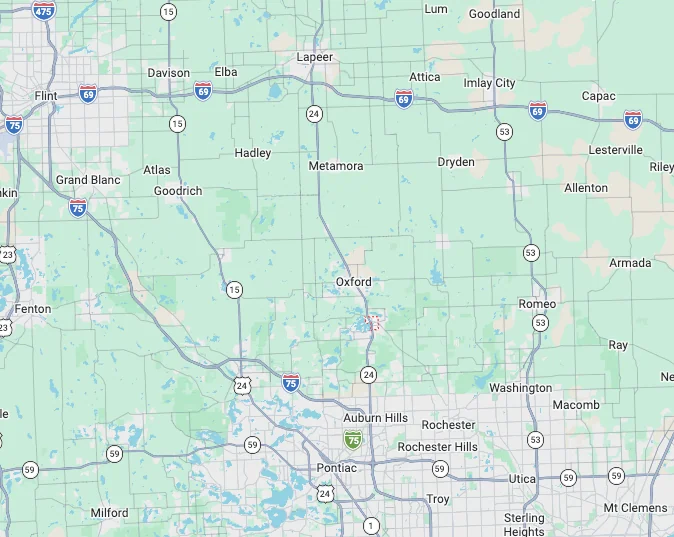 Map of ARC Commercial Cleaning service area in southeast Michigan